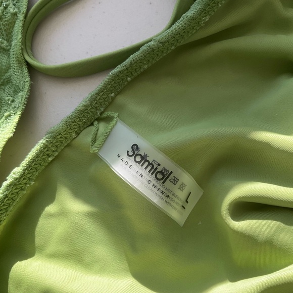 Samiol Tankini Large Green Lace Ruched Swimsuit New - Picture 6 of 10